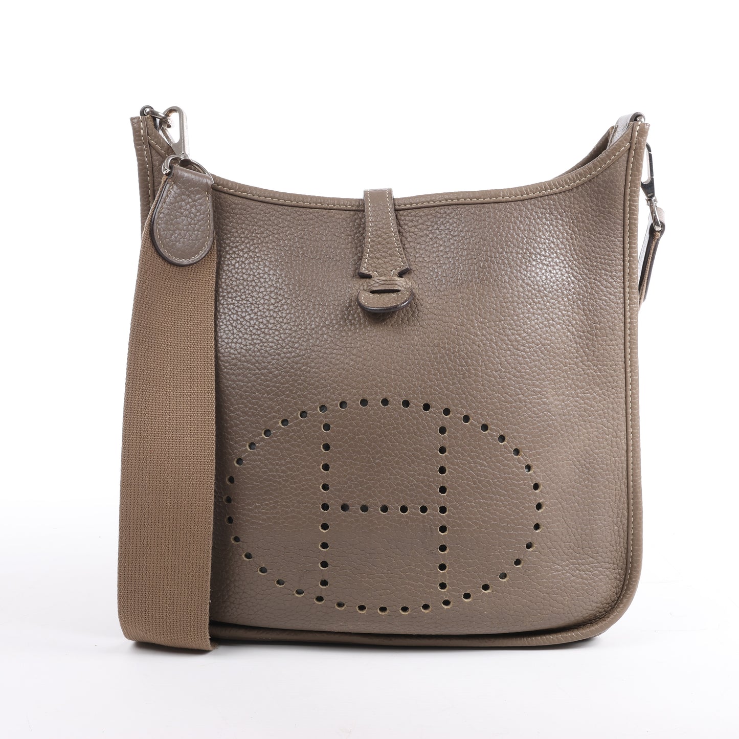 Hermès Evelyne 1 29 PM Taurillon Clemence Taupe Silber Metallbeschläge L: 2008