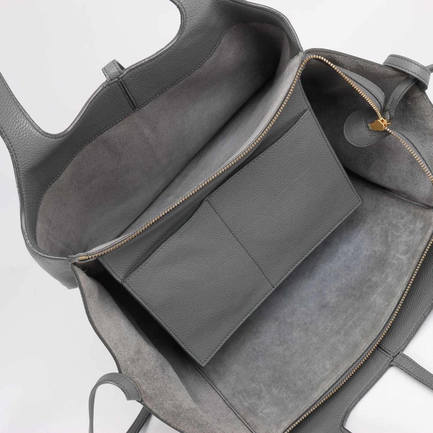 Celine Tri-Fold Leather Shoulder Bag in Grey