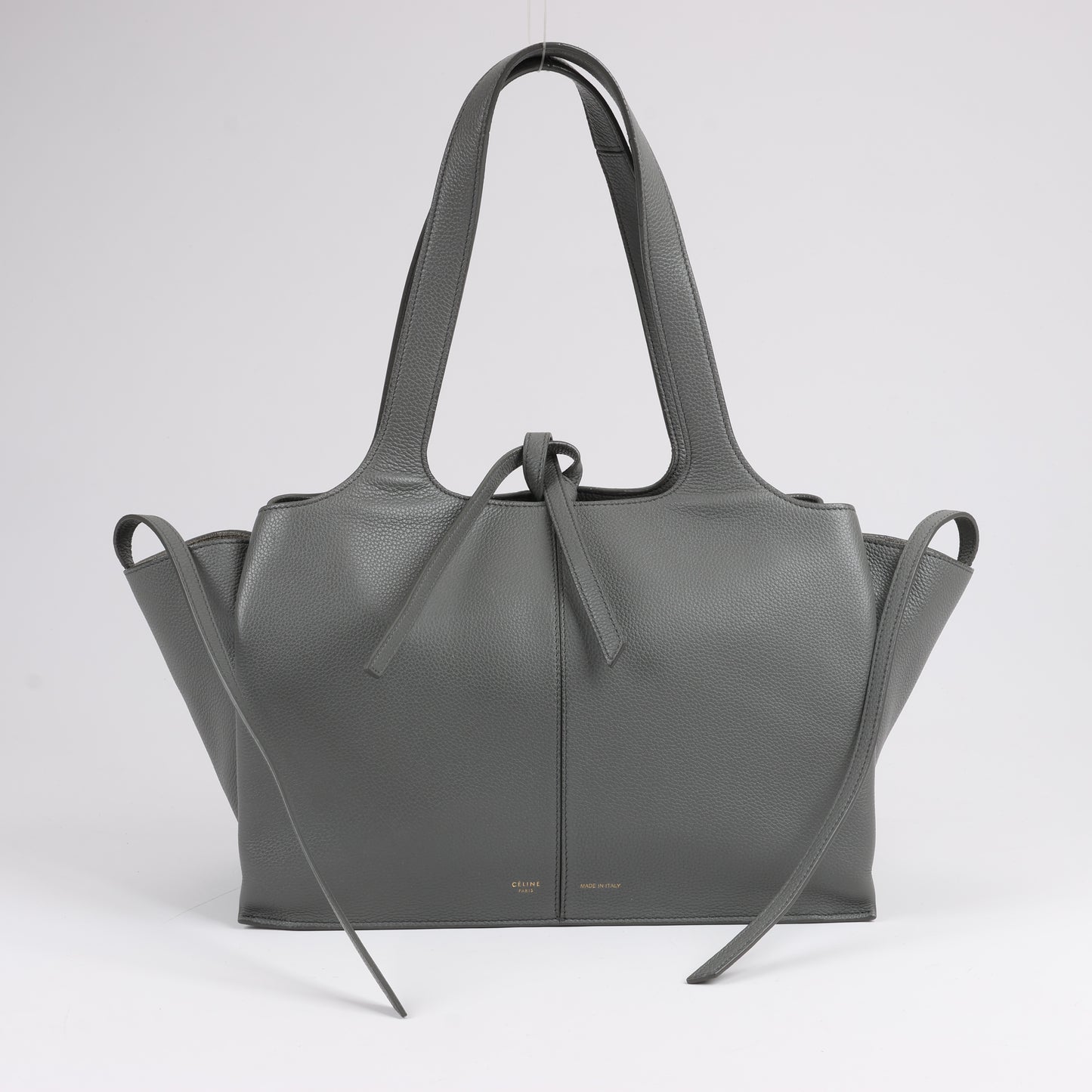 Celine Tri-Fold Leather Shoulder Bag in Grey
