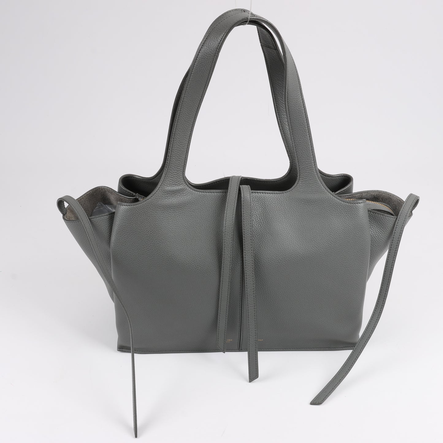 Celine Tri-Fold Leather Shoulder Bag in Grey