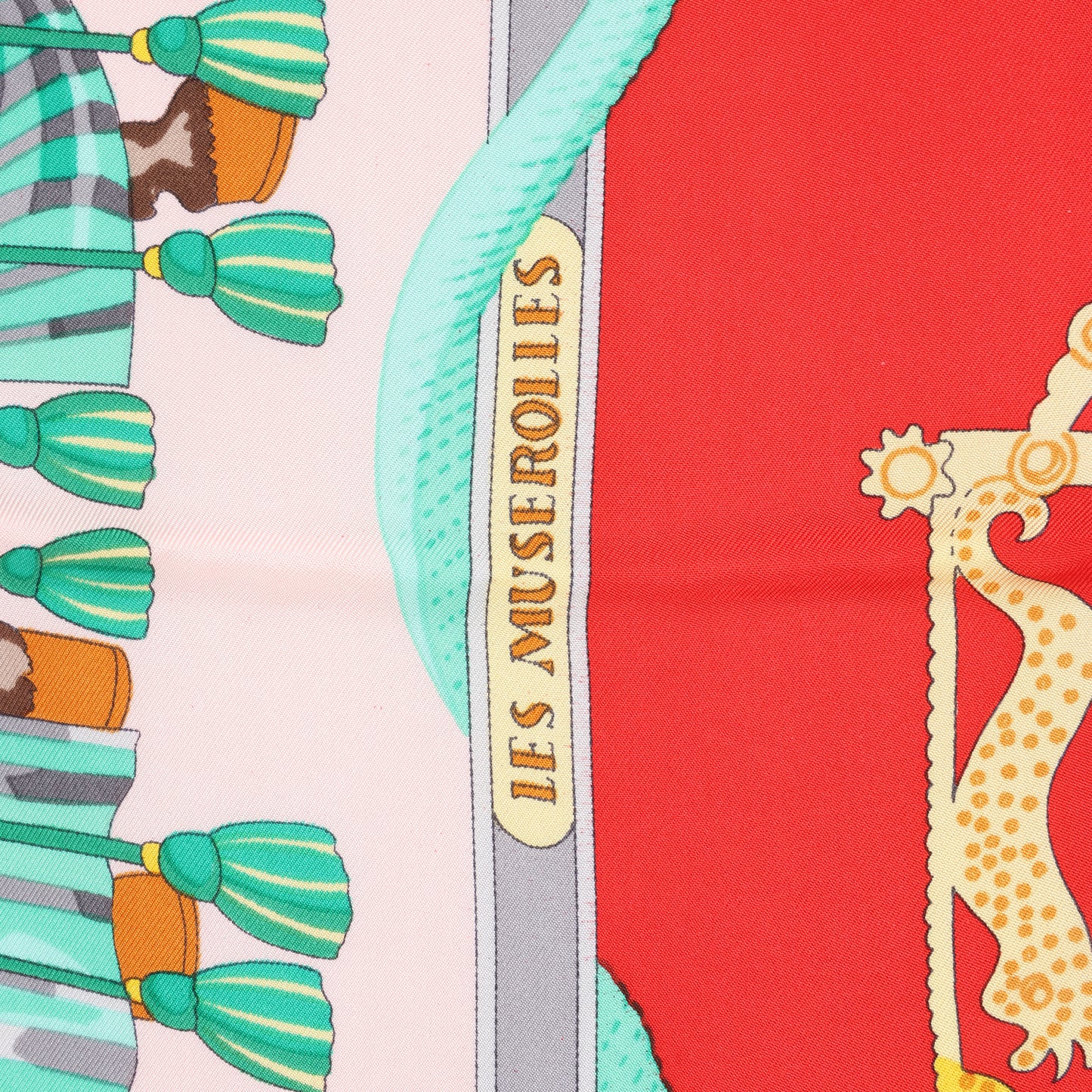 Hermès Carré 90 "LES MUSEROLLES" 100% Silk Scarf in Red x Green
