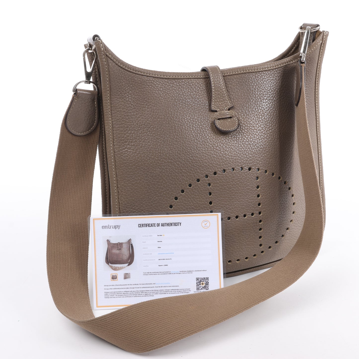 Hermès Evelyne 1 29 PM Taurillon Clemence Taupe Silber Metallbeschläge L: 2008