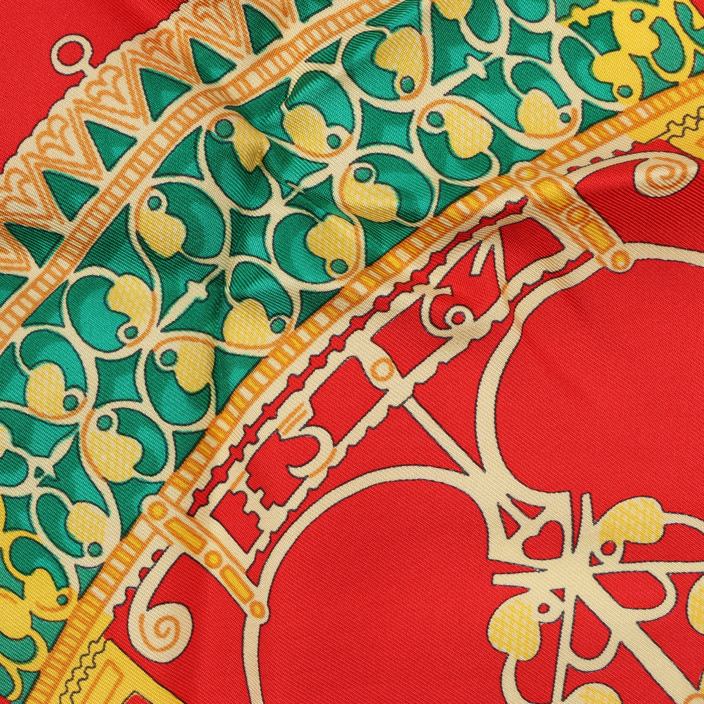 Hermès Carré 90 "LES MUSEROLLES" 100% Silk Scarf in Red x Green
