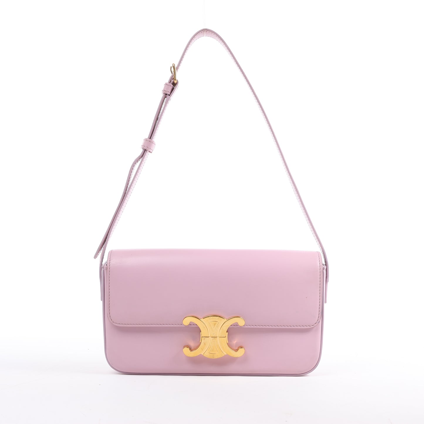 Celine Triomphe, kleine Schultertasche aus glattem Leder in Rosa