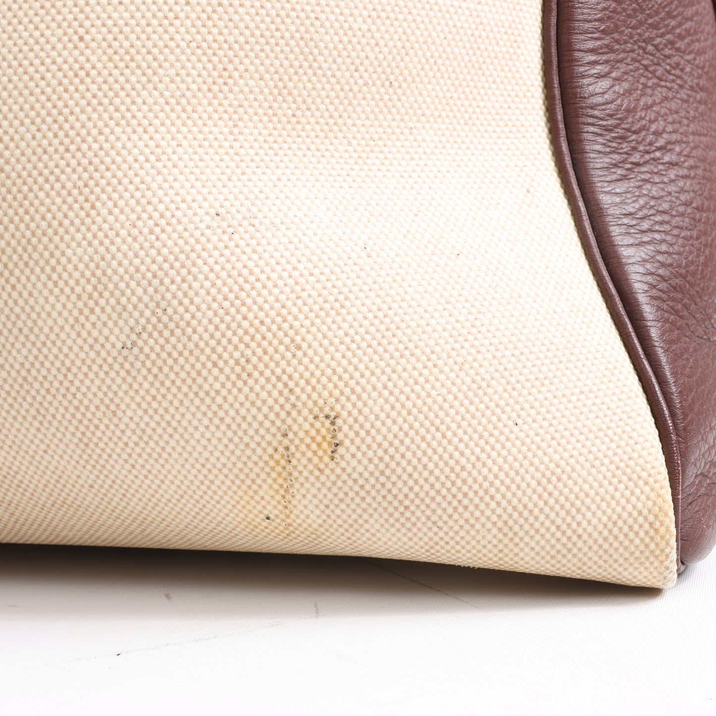 HERMES Victoria 43 Taurillon x Toile Reisetasche in Braun x Beige