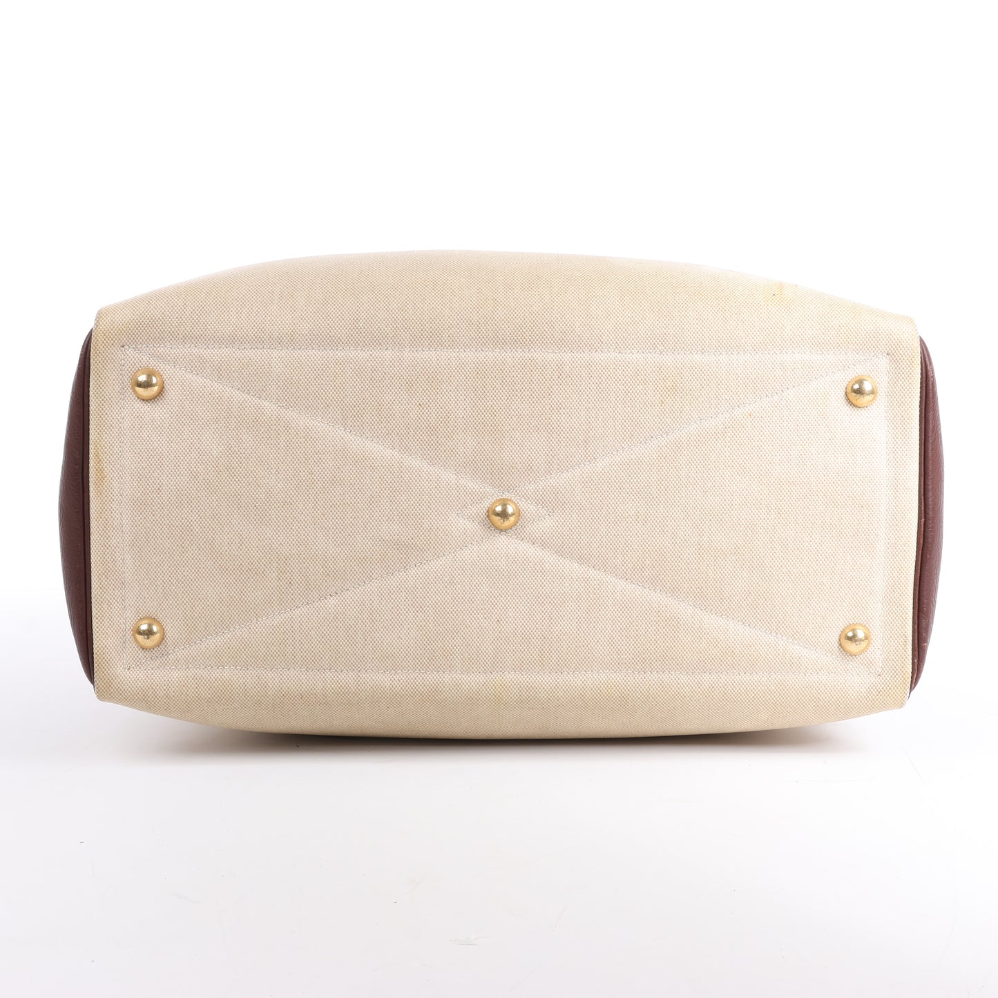 HERMES Victoria 43 Taurillon x Toile Reisetasche in Braun x Beige