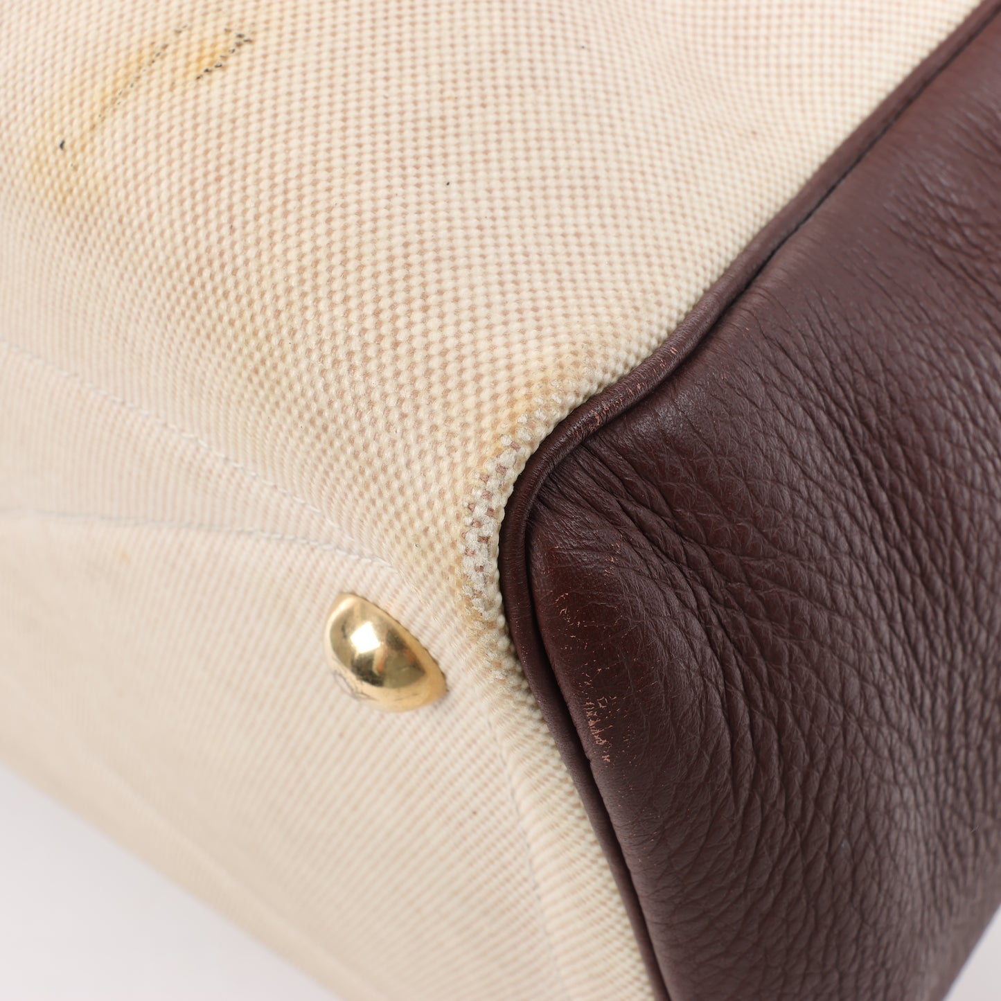 HERMES Victoria 43 Taurillon x Toile Reisetasche in Braun x Beige