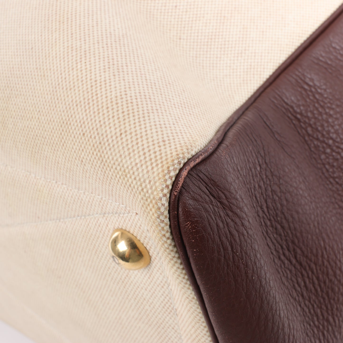 HERMES Victoria 43 Taurillon x Toile Reisetasche in Braun x Beige