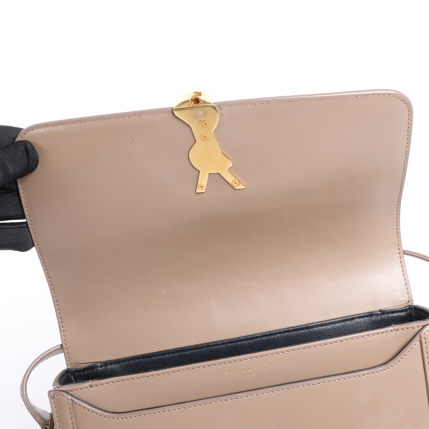 Sac à bandoulière en cuir Solferino de Saint Laurent Paris en beige