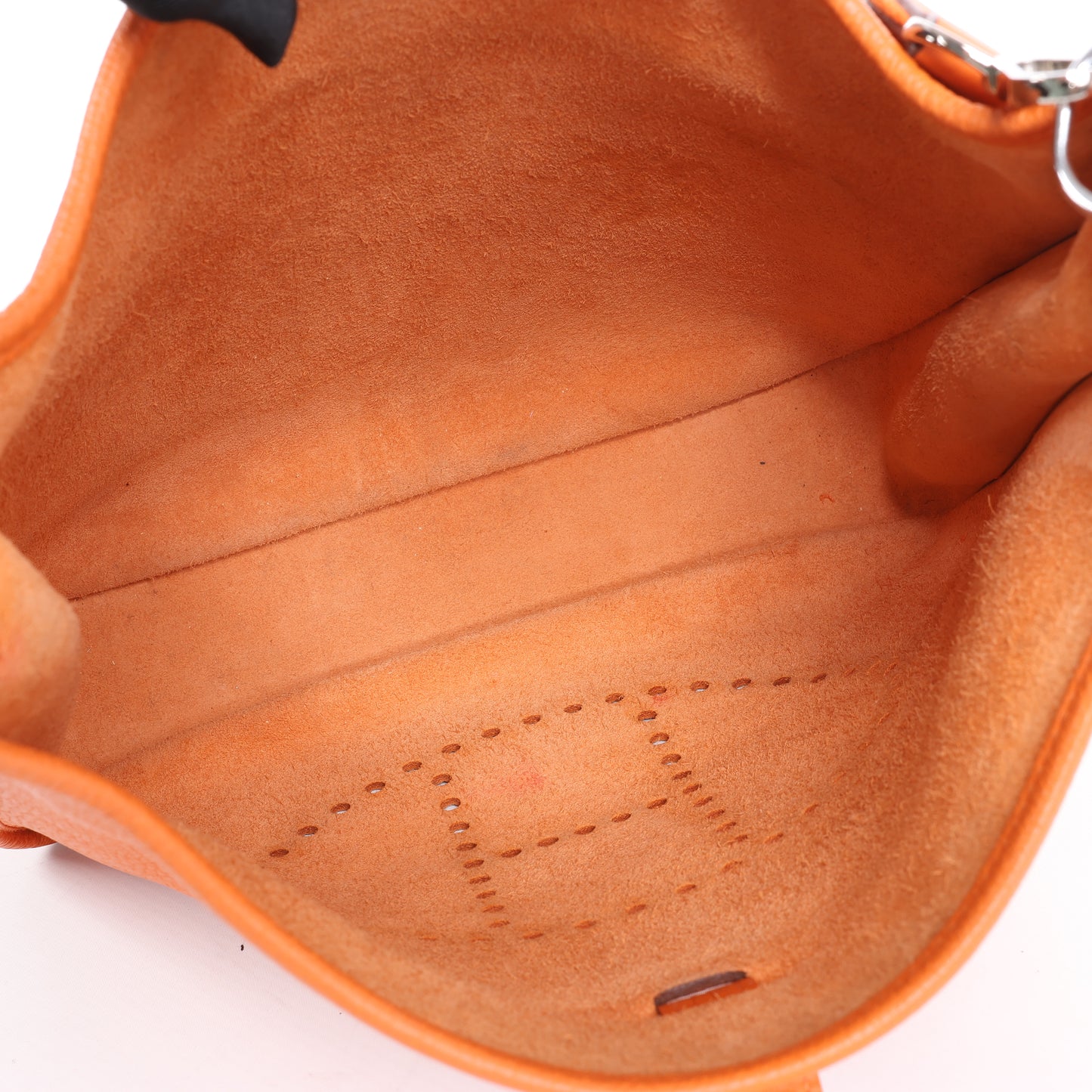 HERMES Evelyne 1 33 GM Taurillon Clemence Orange Silber Metallbeschläge Umhängetasche □JO: 2011