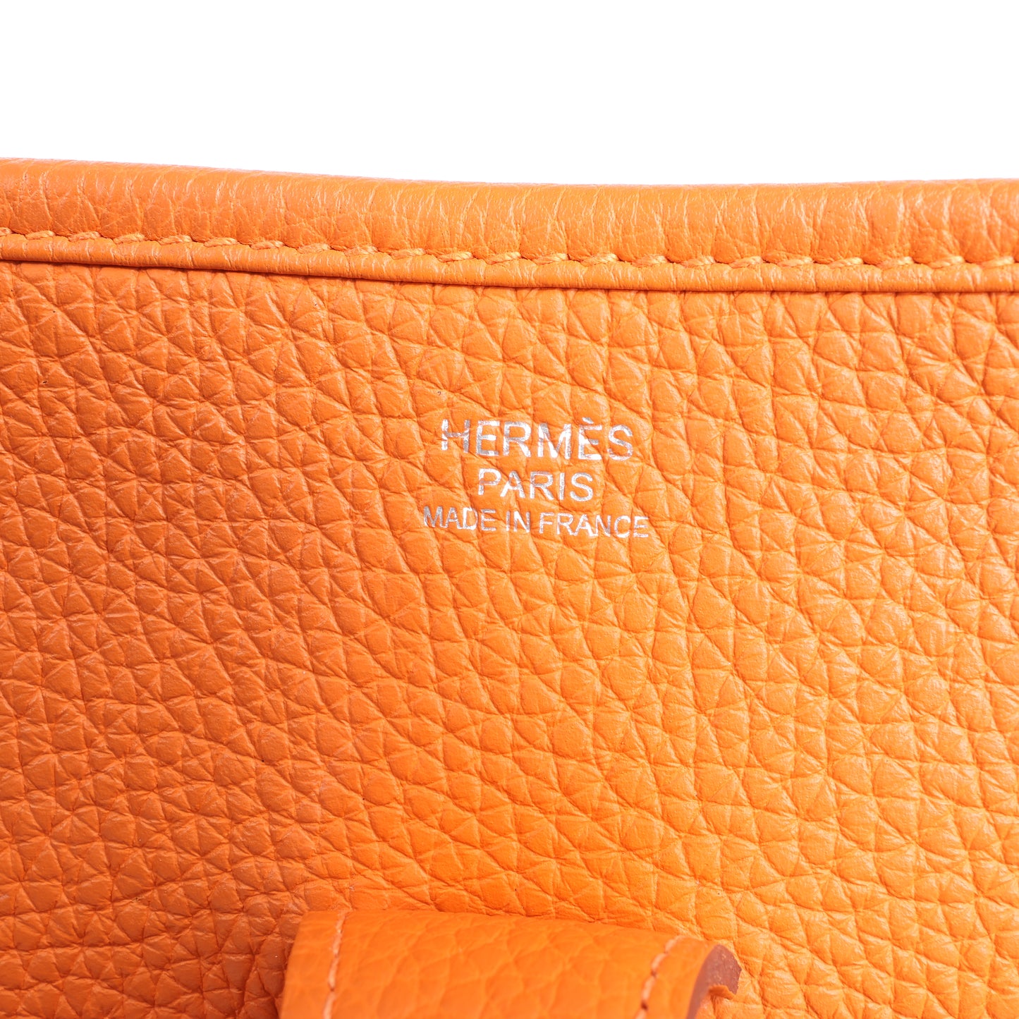 HERMES Evelyne 1 33 GM Taurillon Clemence Orange Silber Metallbeschläge Umhängetasche □JO: 2011