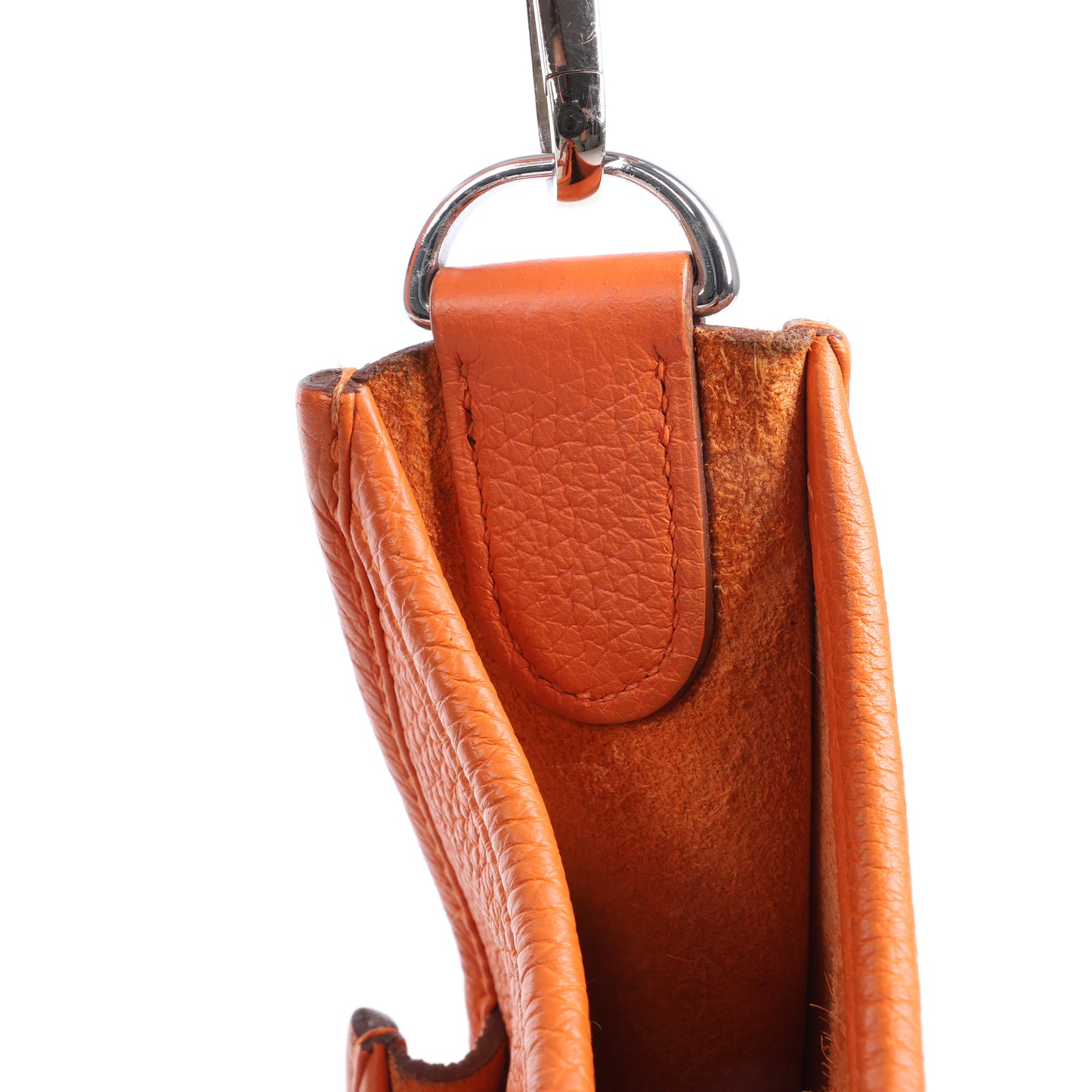HERMES Evelyne 1 33 GM Taurillon Clemence Orange Silber Metallbeschläge Umhängetasche □JO: 2011
