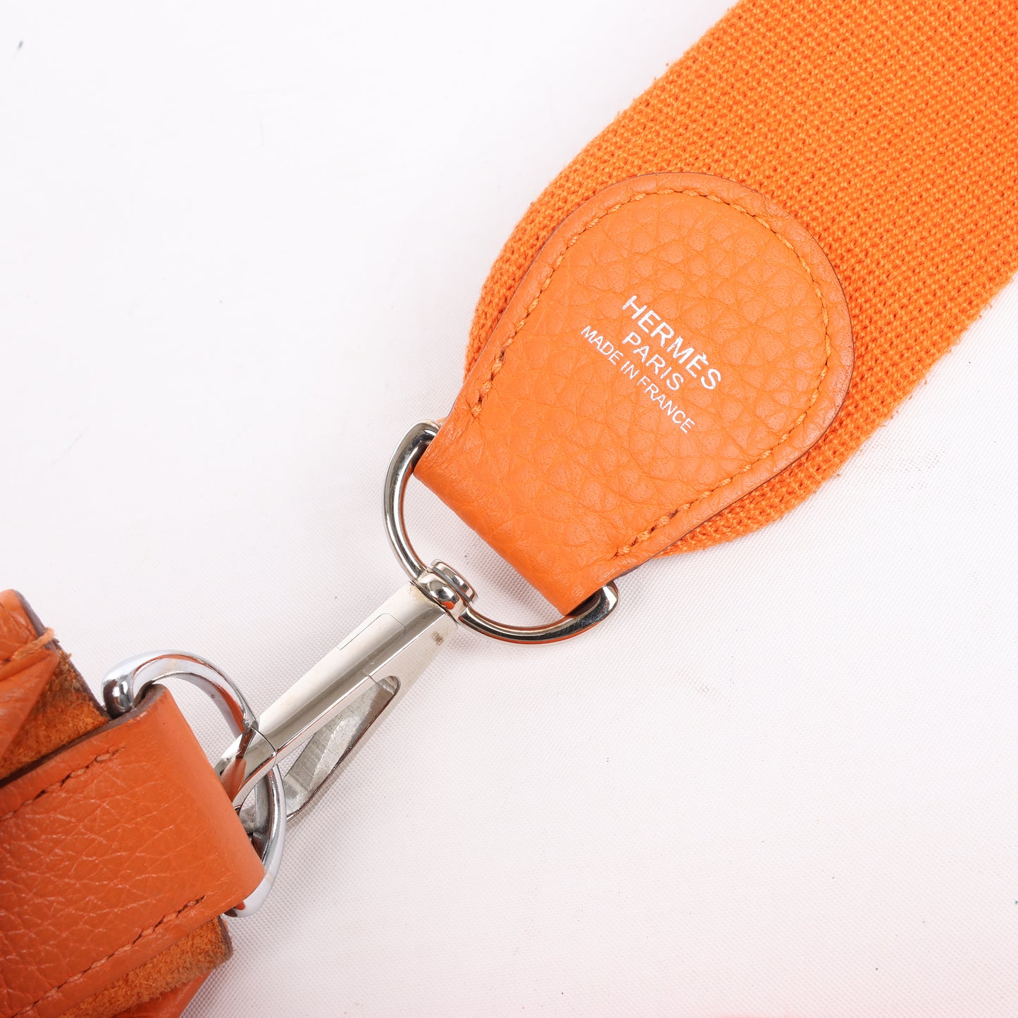 HERMES Evelyne 1 33 GM Taurillon Clemence Orange Silber Metallbeschläge Umhängetasche □JO: 2011