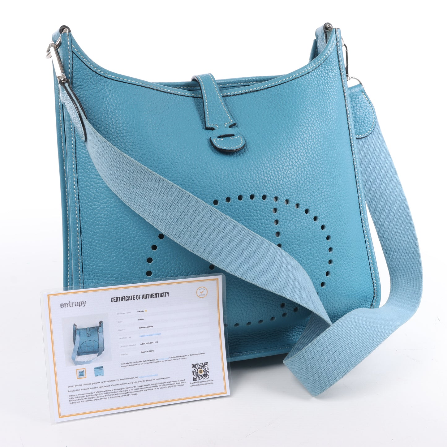 Hermès Evelyne 1 29 PM Taurillon Clémence Bleu Jean Garnitures en métal argenté □H: 2004