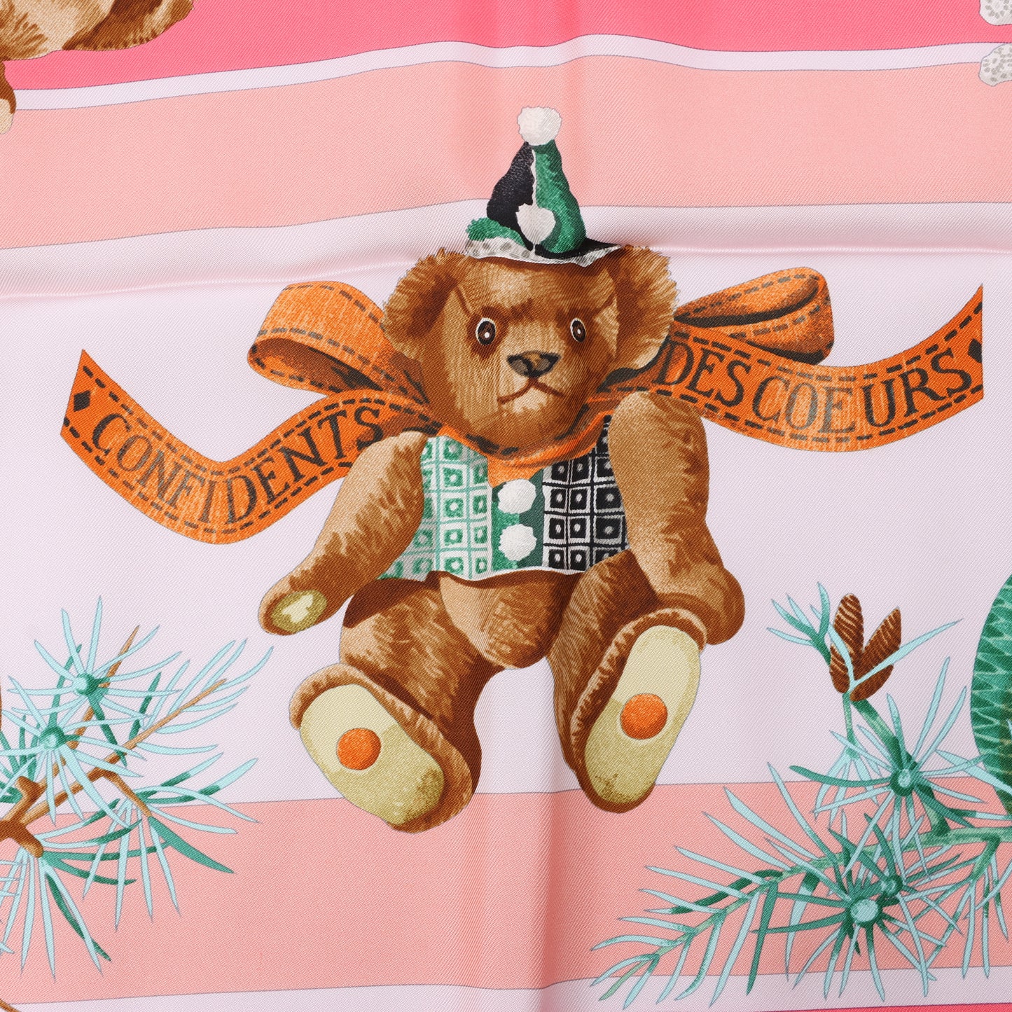 Hermes Carré 90 „CONFIDENTS DESCOEURS“ Seidentaschentuch in Rosa
