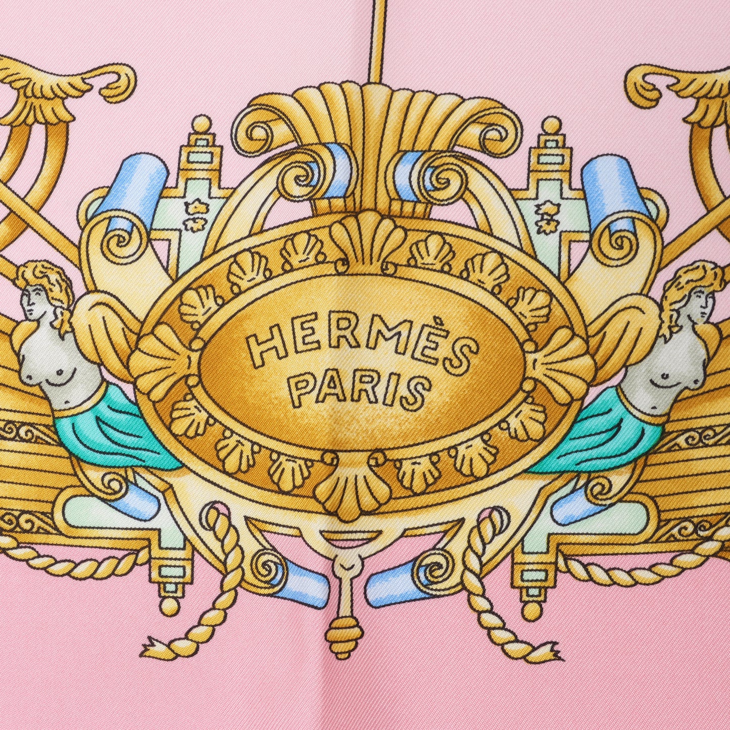 Hermes Carré 90 „VOILES DE LUMIERE“ Seidentaschentuch in Rosa
