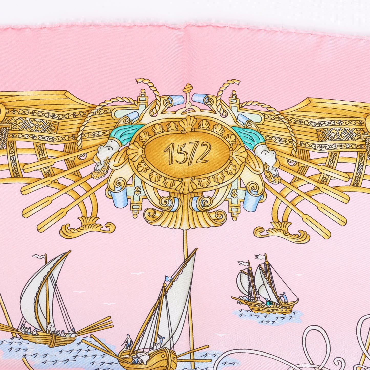 Hermes Carré 90 „VOILES DE LUMIERE“ Seidentaschentuch in Rosa