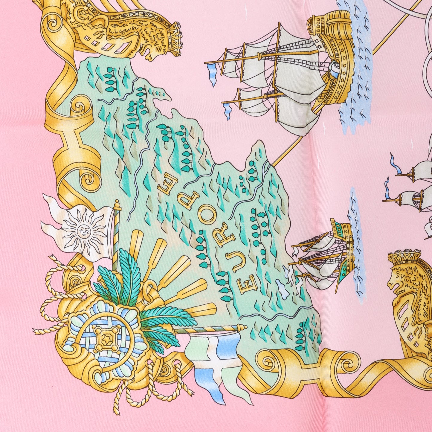 Hermes Carré 90 „VOILES DE LUMIERE“ Seidentaschentuch in Rosa