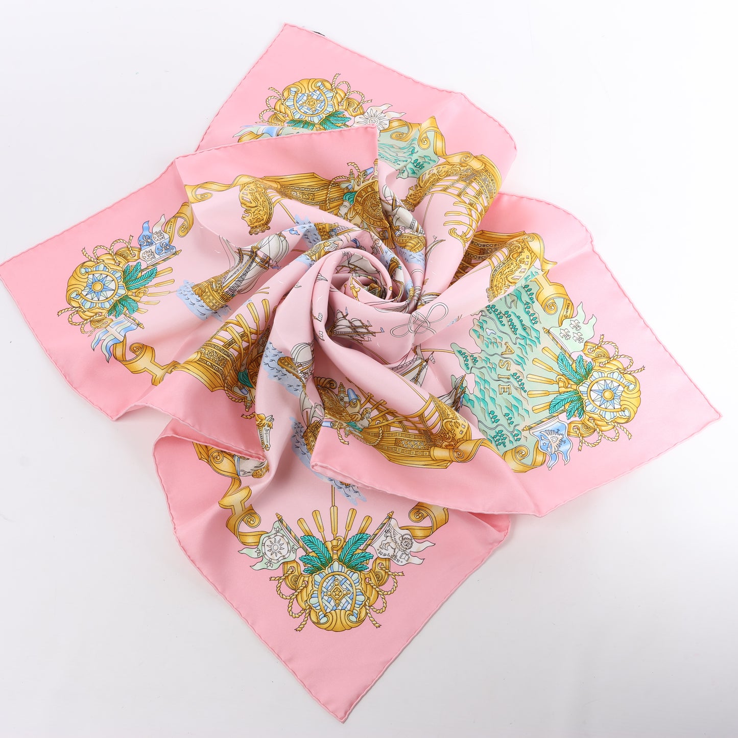 Hermes Carré 90 „VOILES DE LUMIERE“ Seidentaschentuch in Rosa