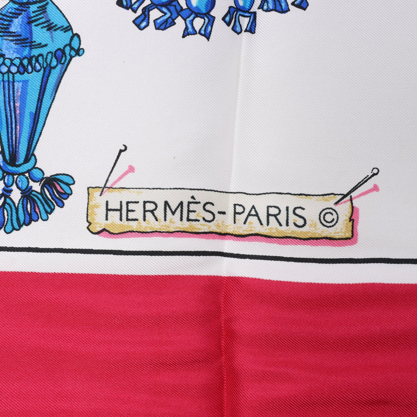Hermes Carré 90 „PASEMENTERIE“ Seidentaschentuch in Rot