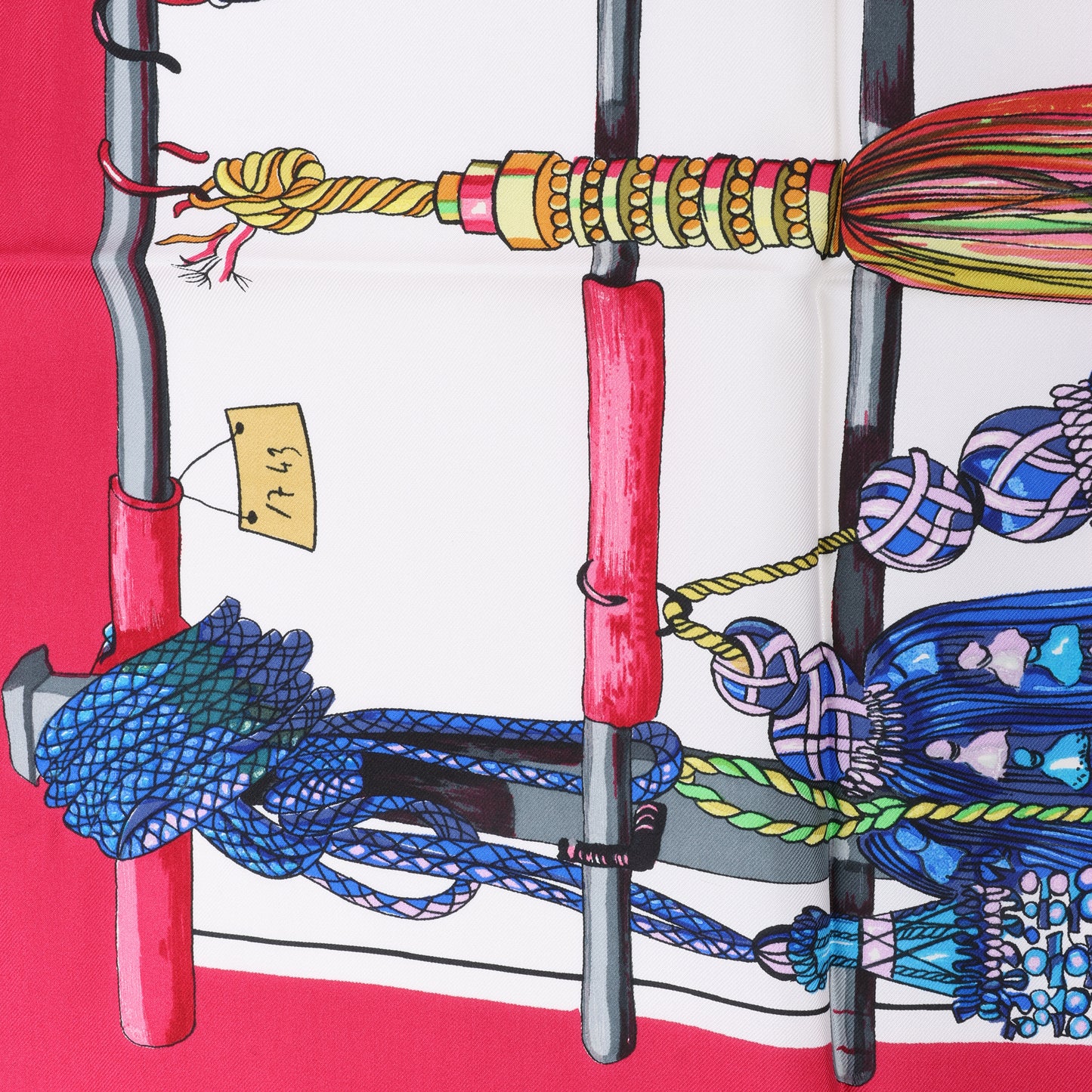 Hermes Carré 90 „PASEMENTERIE“ Seidentaschentuch in Rot