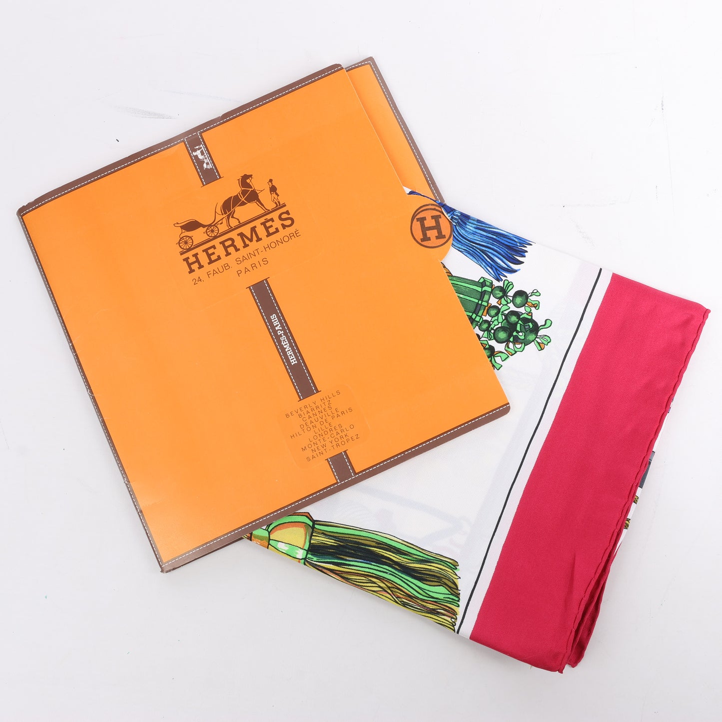 Hermes Carré 90 „PASEMENTERIE“ Seidentaschentuch in Rot