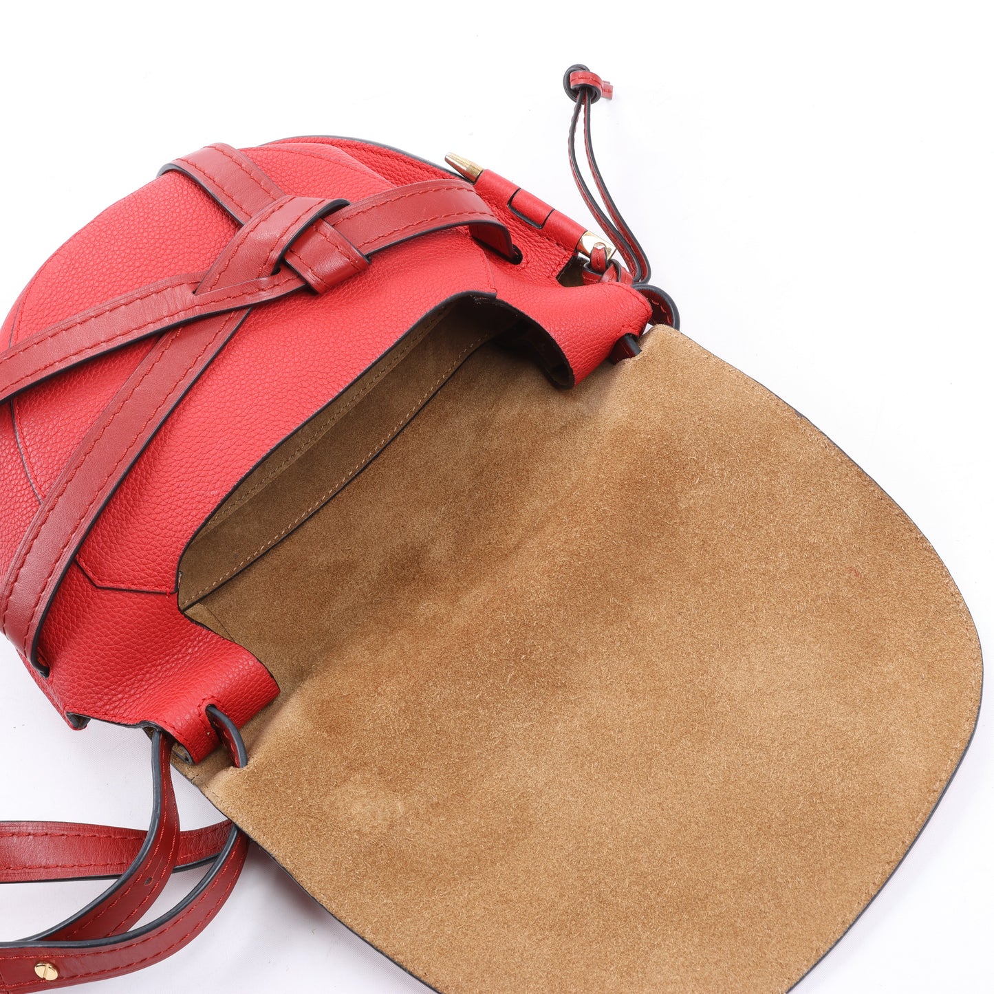 LOEWE Soft Grain Calfskin Mini Gate Crossbody Bag Scarlet Red Burnt Red