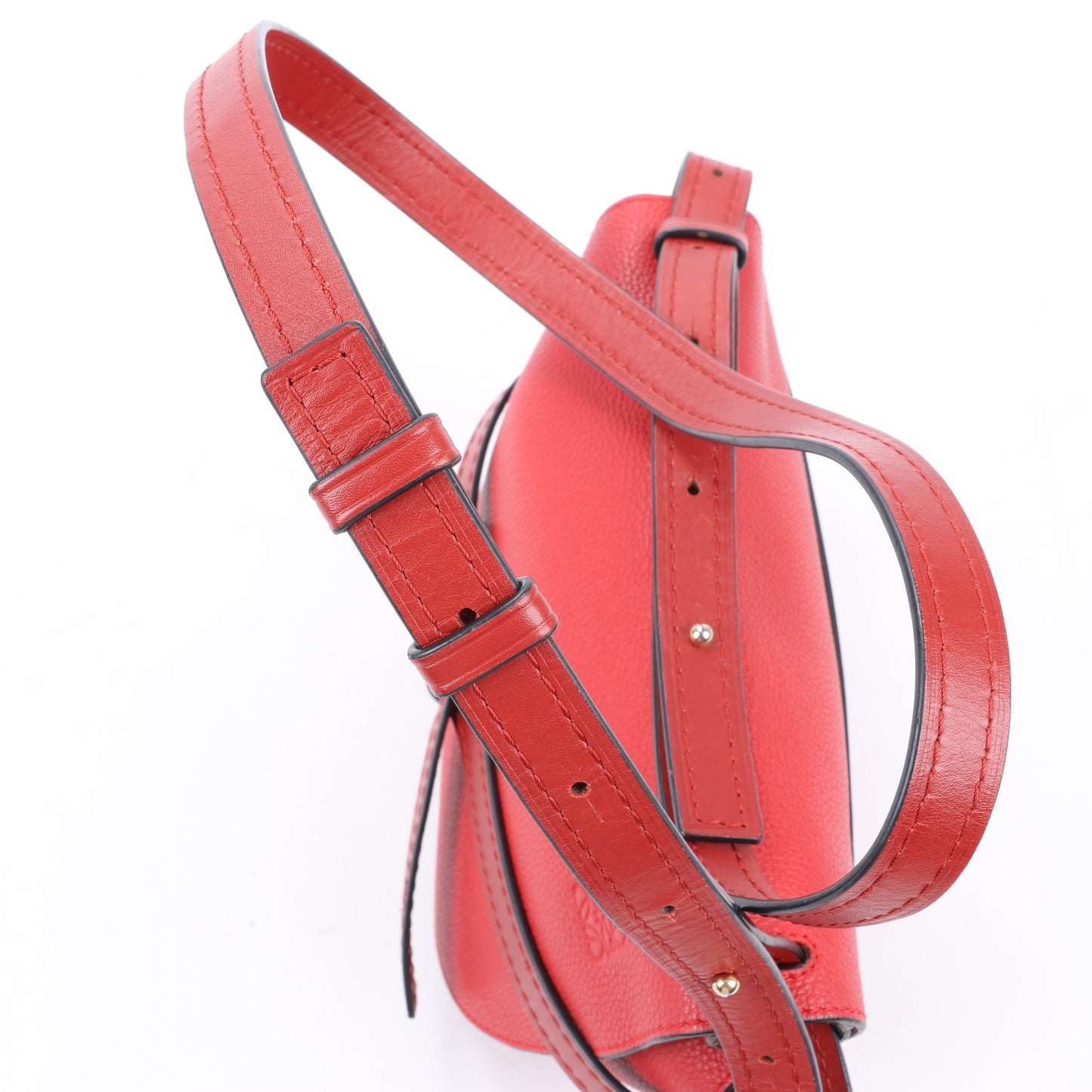 LOEWE Soft Grain Calfskin Mini Gate Crossbody Bag Scarlet Red Burnt Red