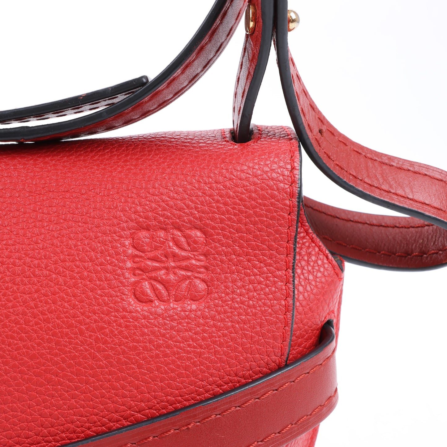 LOEWE Soft Grain Calfskin Mini Gate Crossbody Bag Scarlet Red Burnt Red