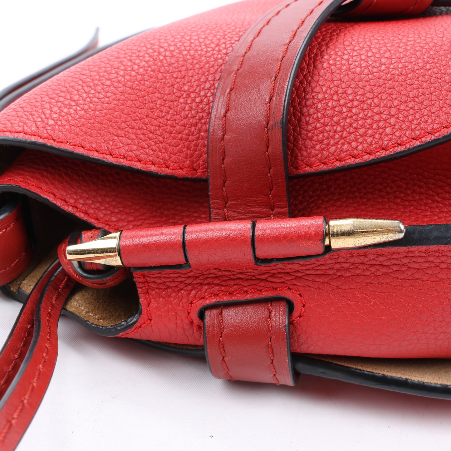 LOEWE Soft Grain Calfskin Mini Gate Crossbody Bag Scarlet Red Burnt Red