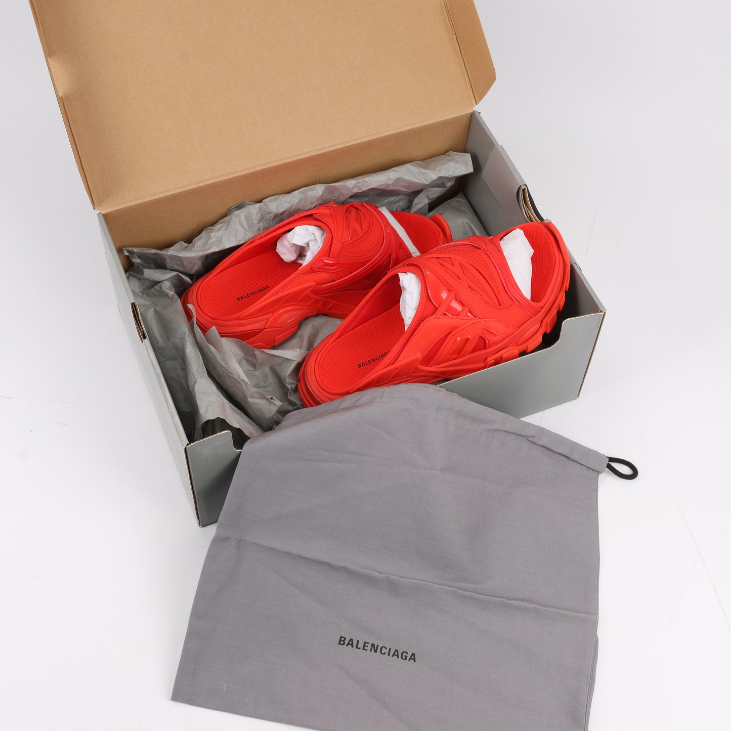 Balenciaga Stoff x Gummisandalen in Rot 618083, Größe 39 EU