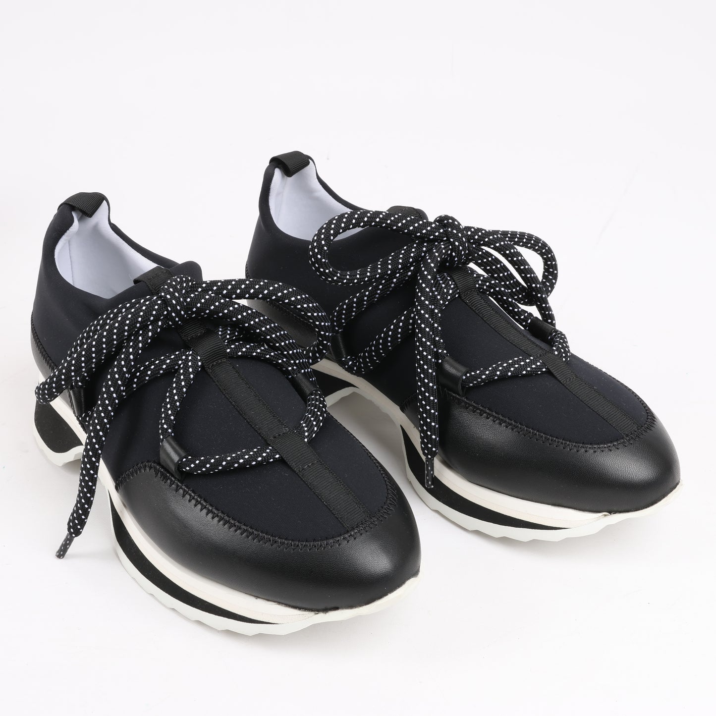 Pierre Hardy Leder x Stoff Sneakers in Schwarz x Marineblau, Größe 37 EU