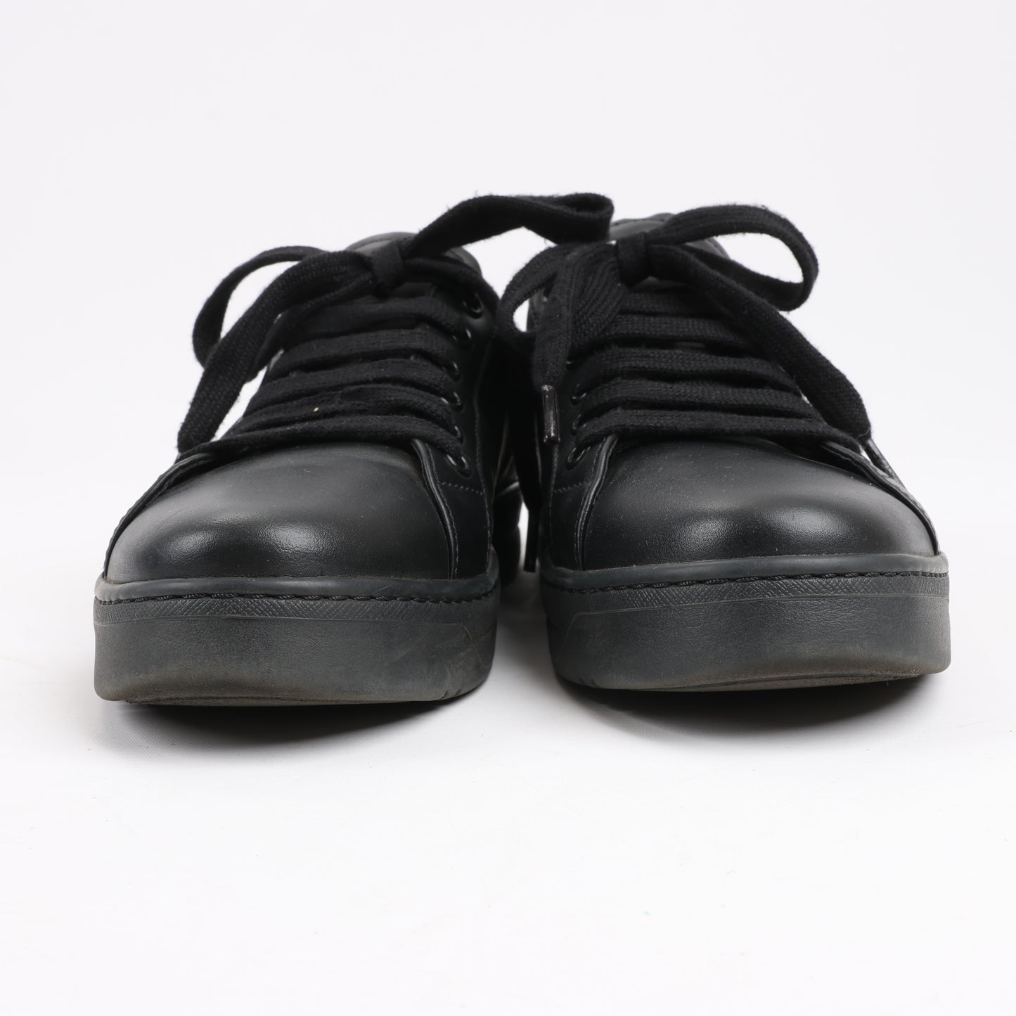 PRADA Logo-Leder-Sneaker in Schwarz × Weiß 1E282N, Größe 37,5 EU