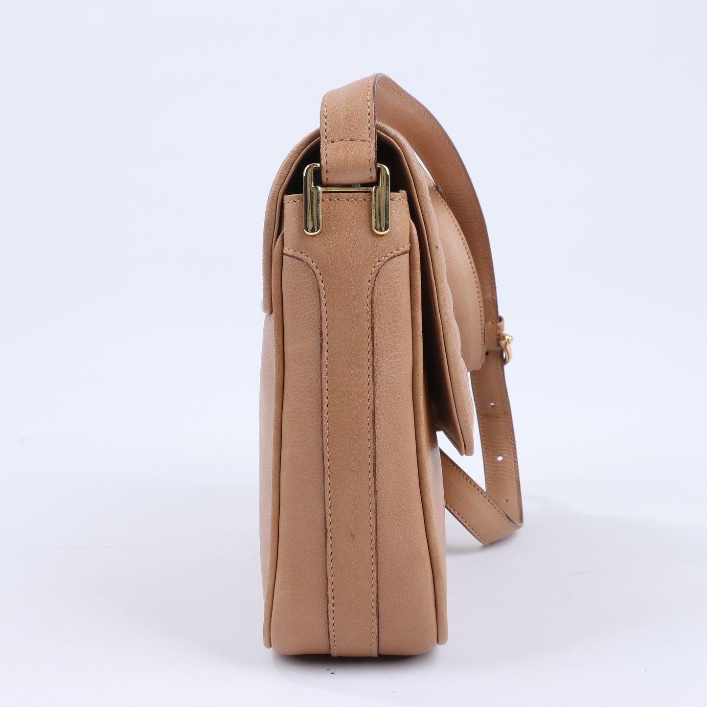 Celine Triomphe Quilted Leather Crossbody Bag in Camel