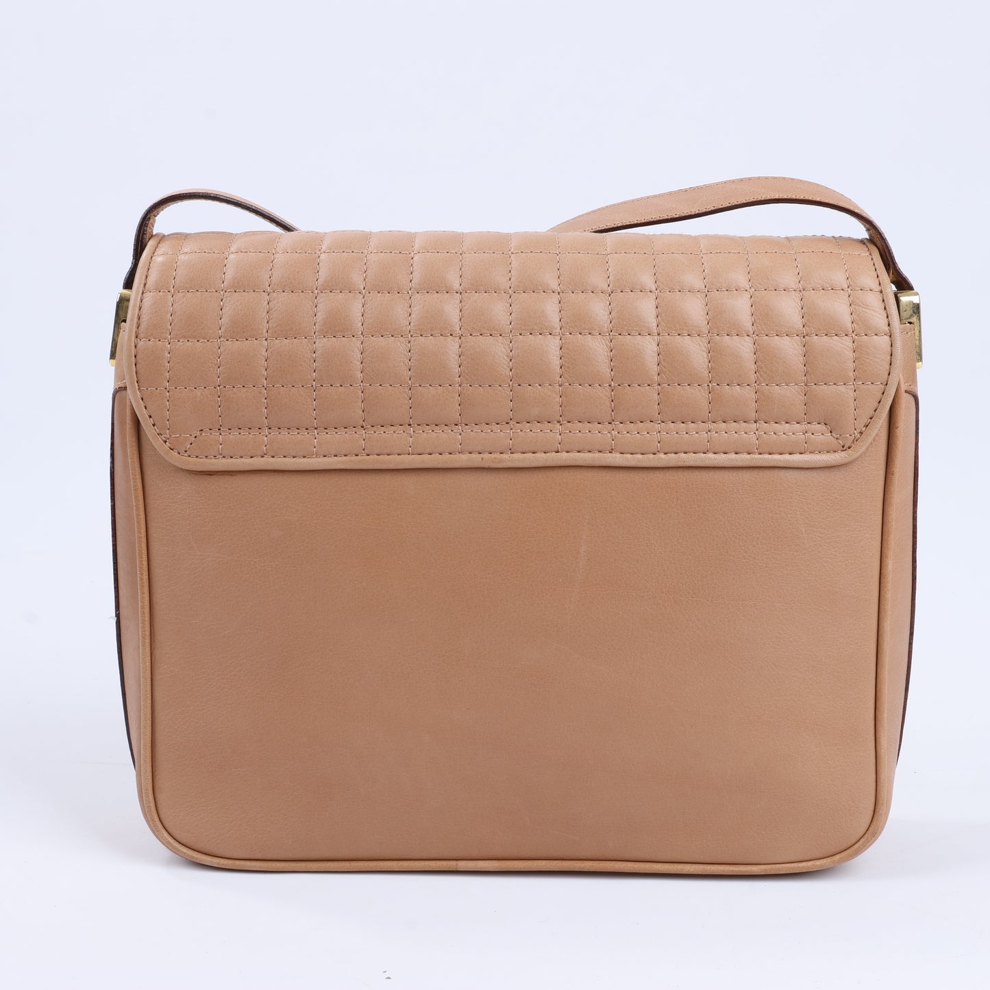 Celine Triomphe Quilted Leather Crossbody Bag in Camel