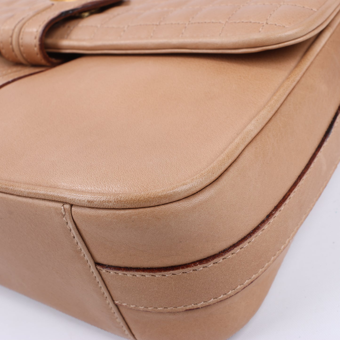 Celine Triomphe Quilted Leather Crossbody Bag in Camel