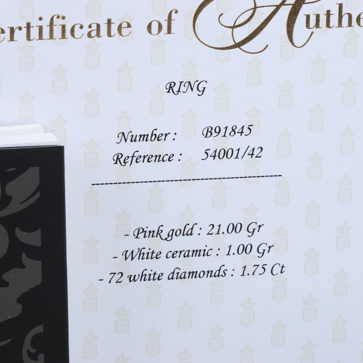 De Grisogono Allegra Rose Gold and White Ceramic with Diamonds Ring, Size 53 EU