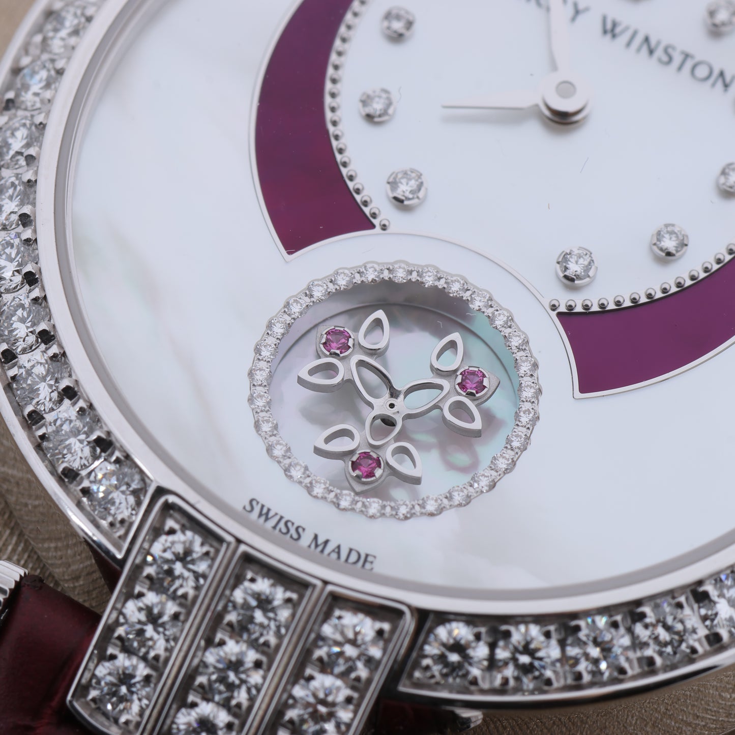 Harry Winston Premier Diamond Second PRNASS36WW001 Crocodile leather x WG AT MOP Dial 36mm Watch