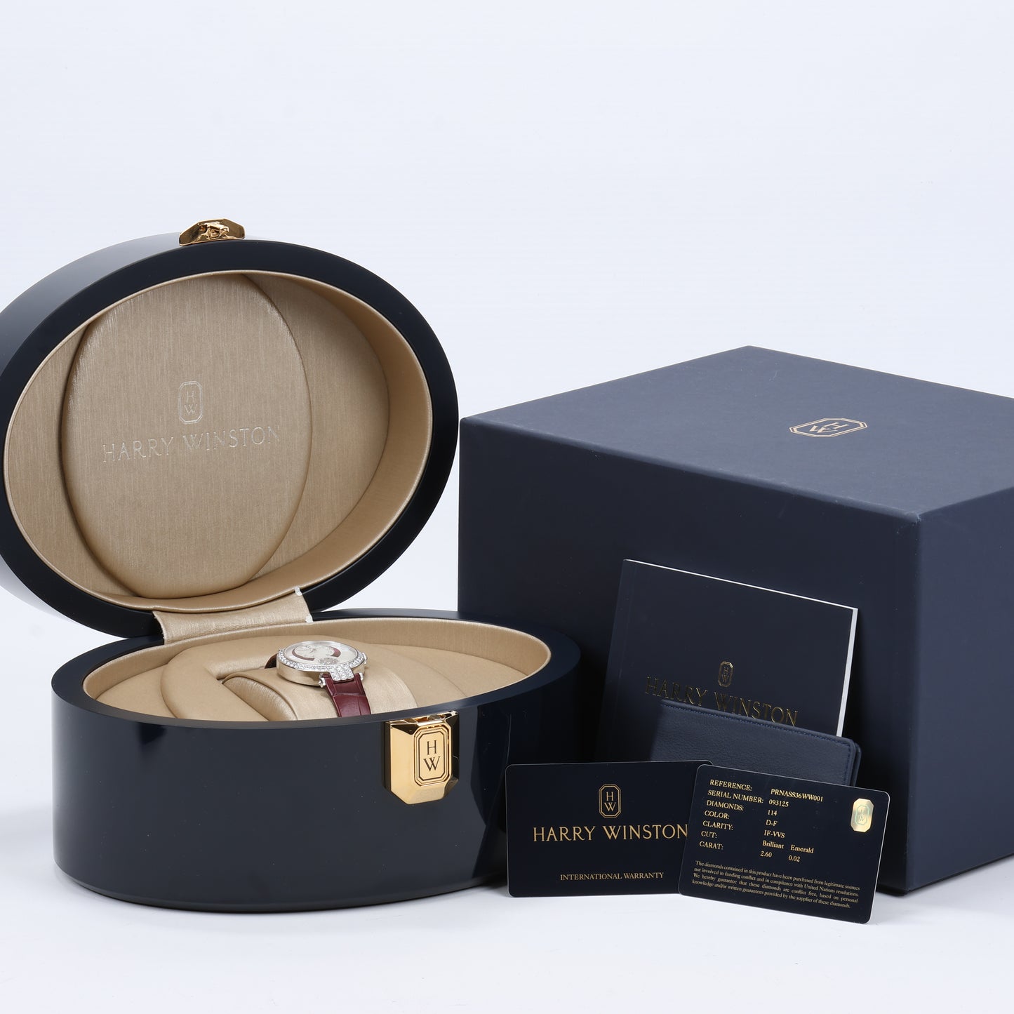 Harry Winston Premier Diamond Second PRNASS36WW001 Crocodile leather x WG AT MOP Dial 36mm Watch