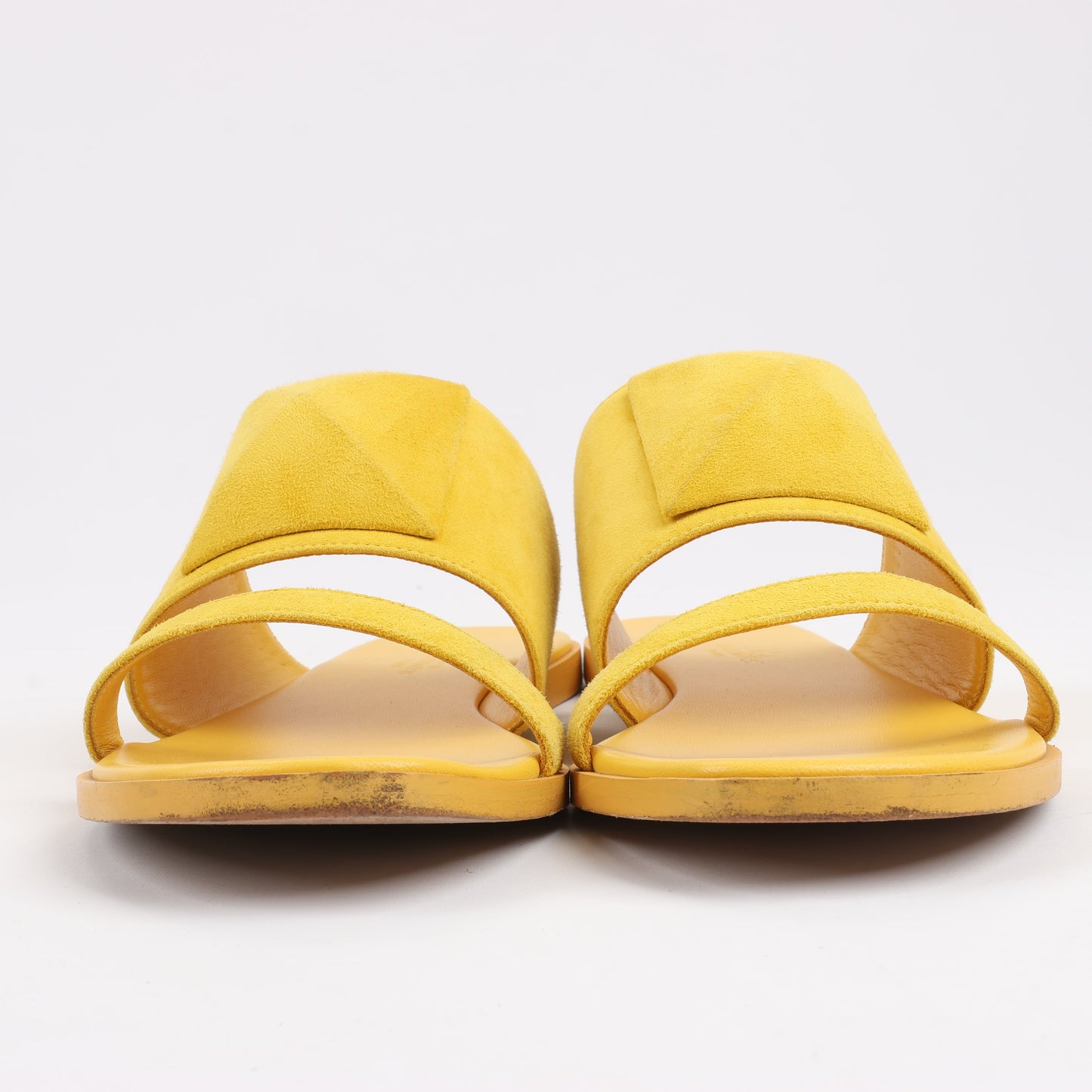 HERMES Kaia Suede Sandals in Yellow Gold, Size 36.5 EU