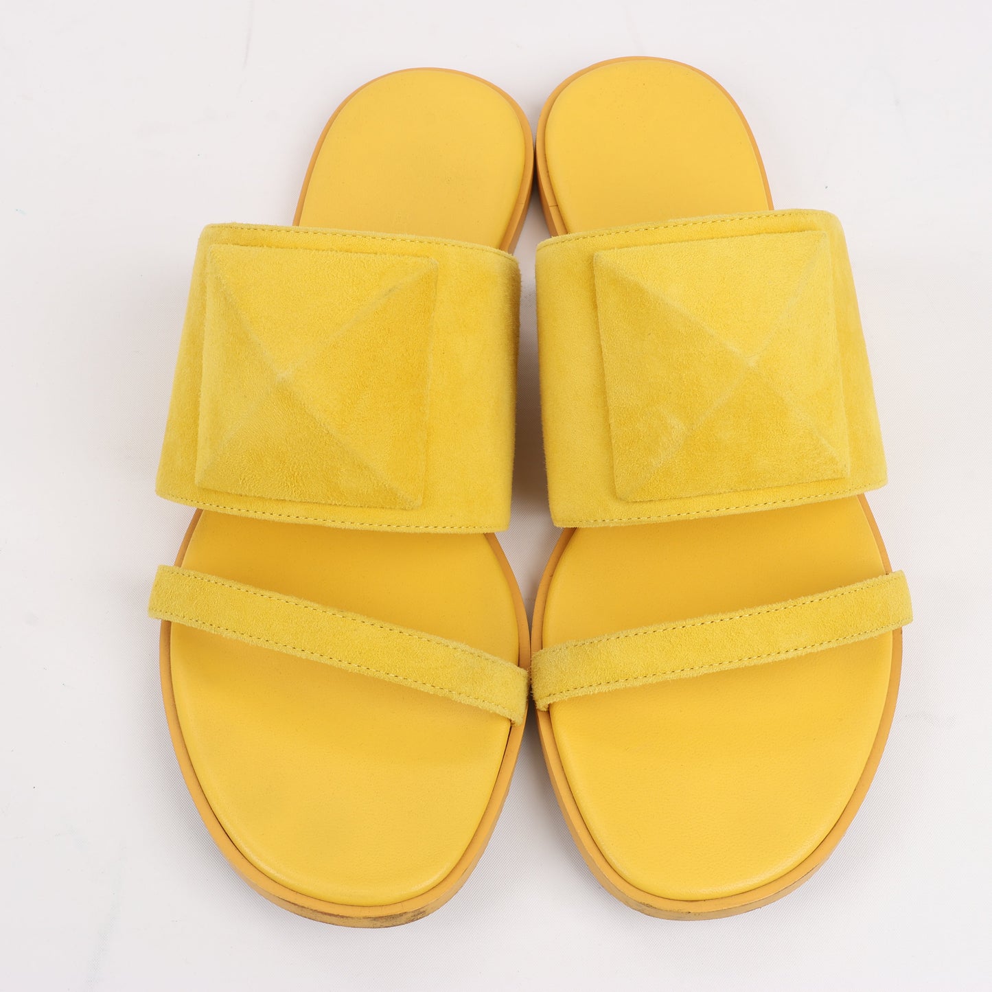 HERMES Kaia Suede Sandals in Yellow Gold, Size 36.5 EU