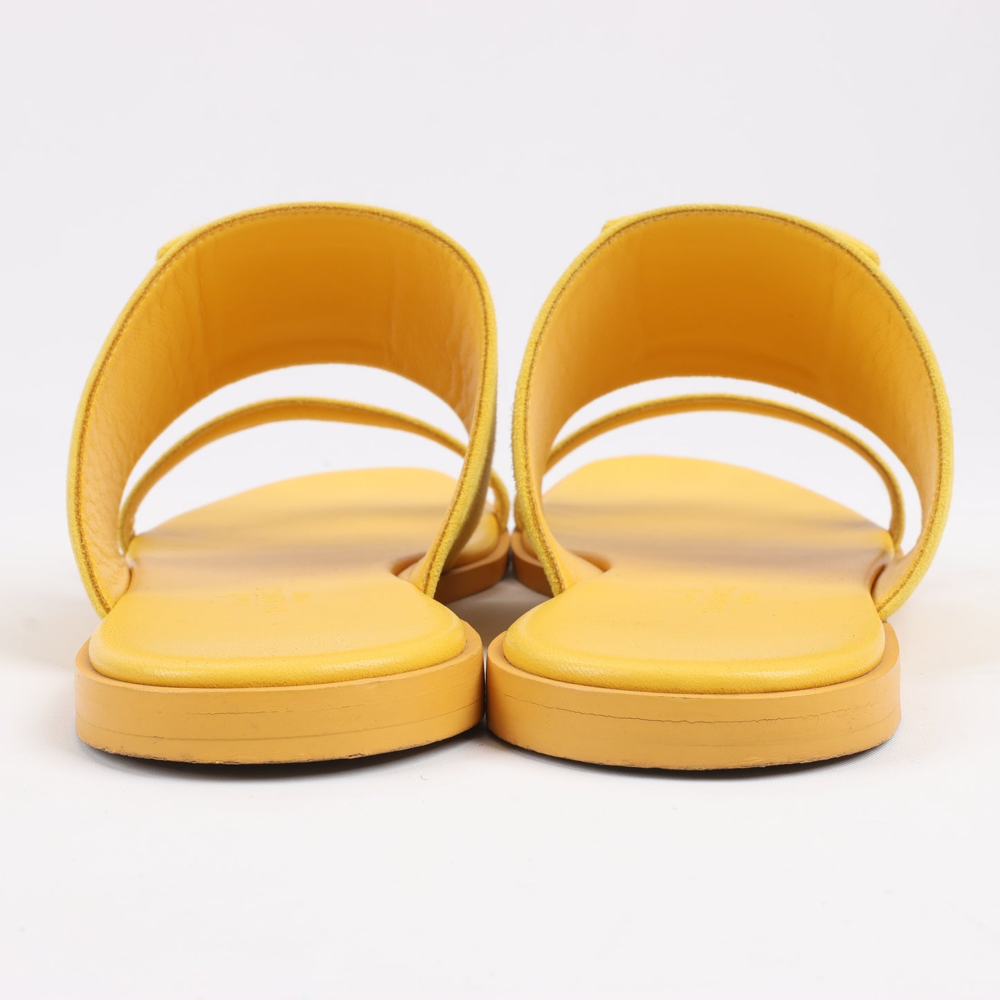 HERMES Kaia Suede Sandals in Yellow Gold, Size 36.5 EU