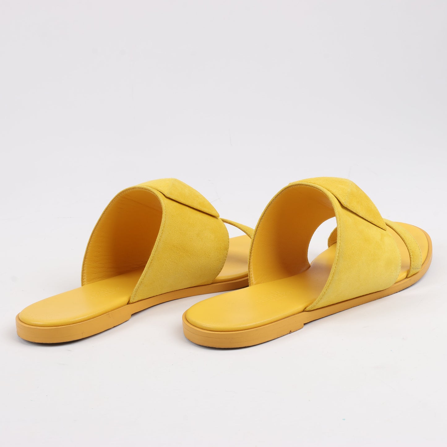 HERMES Kaia Suede Sandals in Yellow Gold, Size 36.5 EU