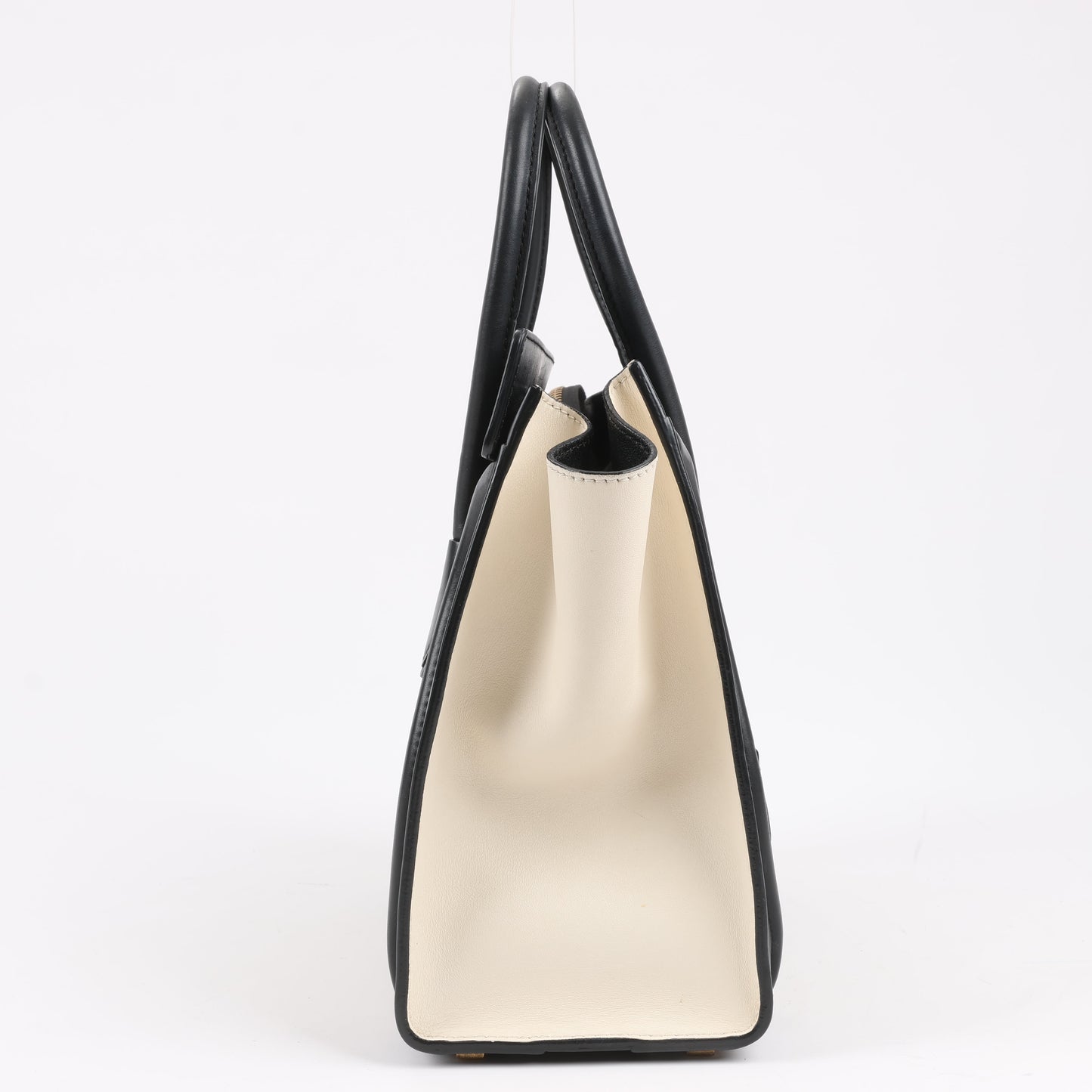 CELINE Luggage Micro Lederhandtasche dreifarbig in Beige