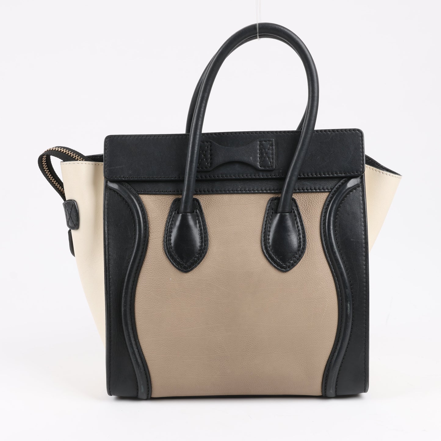 CELINE Luggage Micro Lederhandtasche dreifarbig in Beige