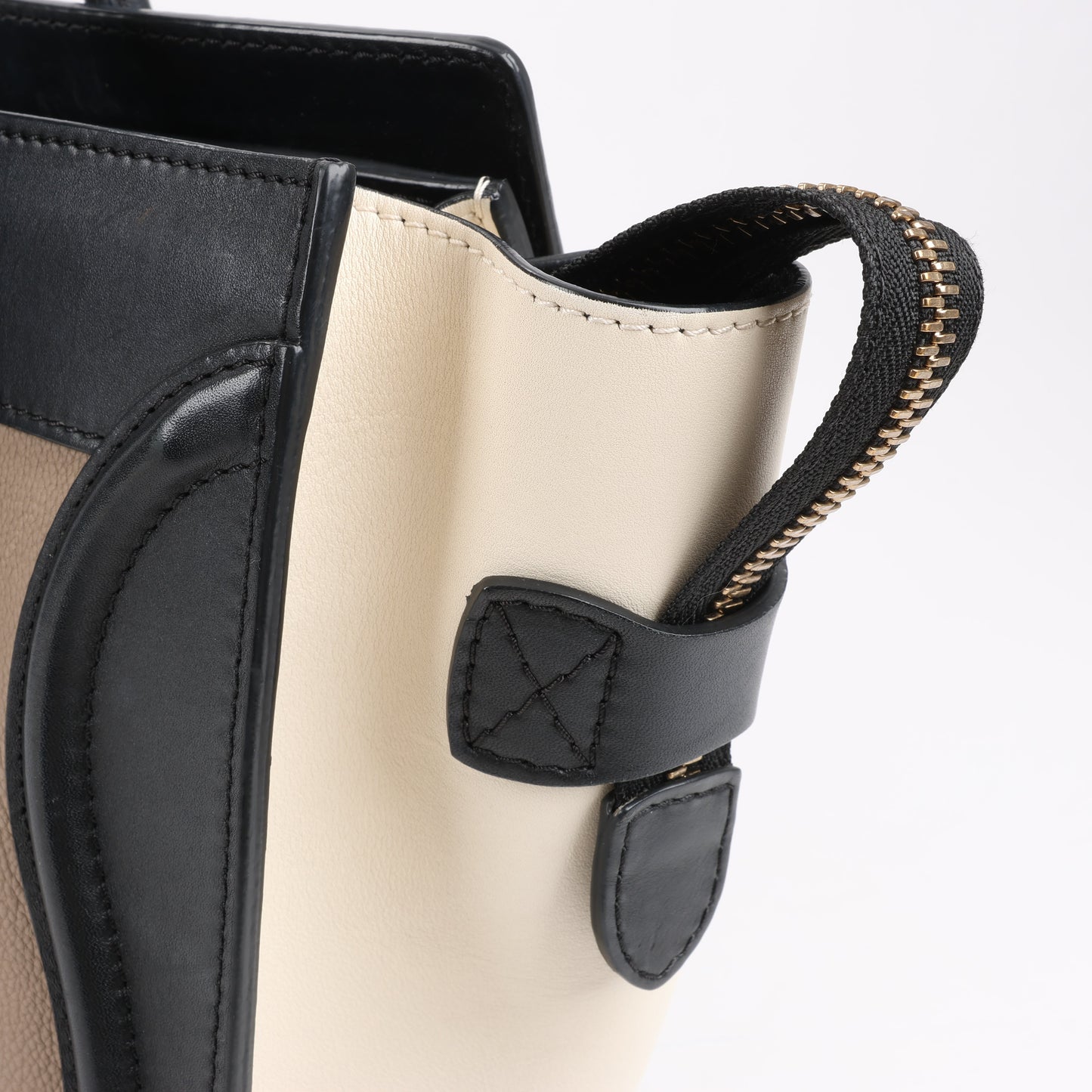 CELINE Luggage Micro Lederhandtasche dreifarbig in Beige