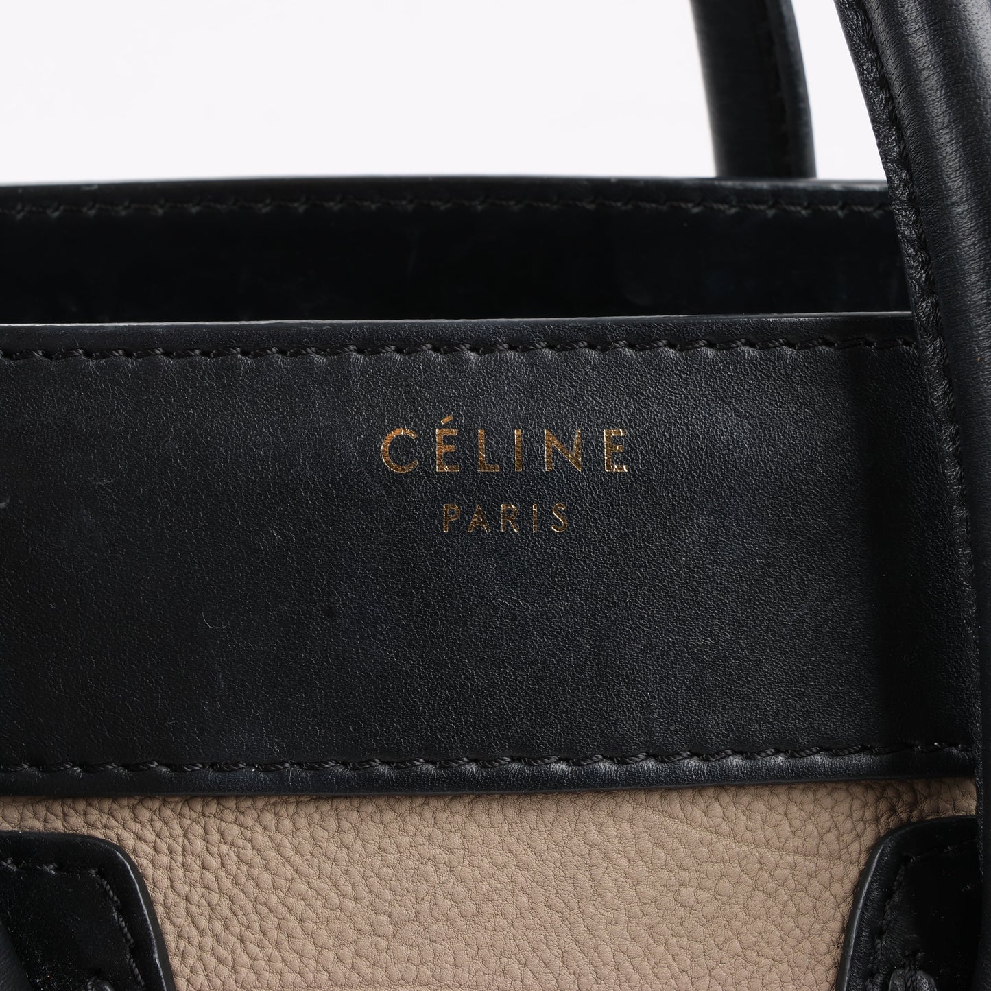 CELINE Luggage Micro Lederhandtasche dreifarbig in Beige