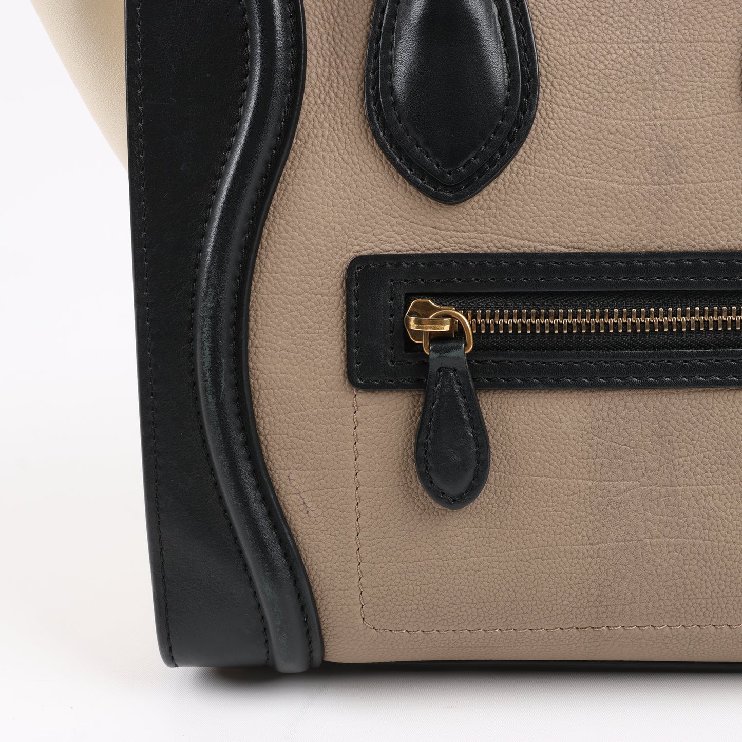 CELINE Luggage Micro Lederhandtasche dreifarbig in Beige
