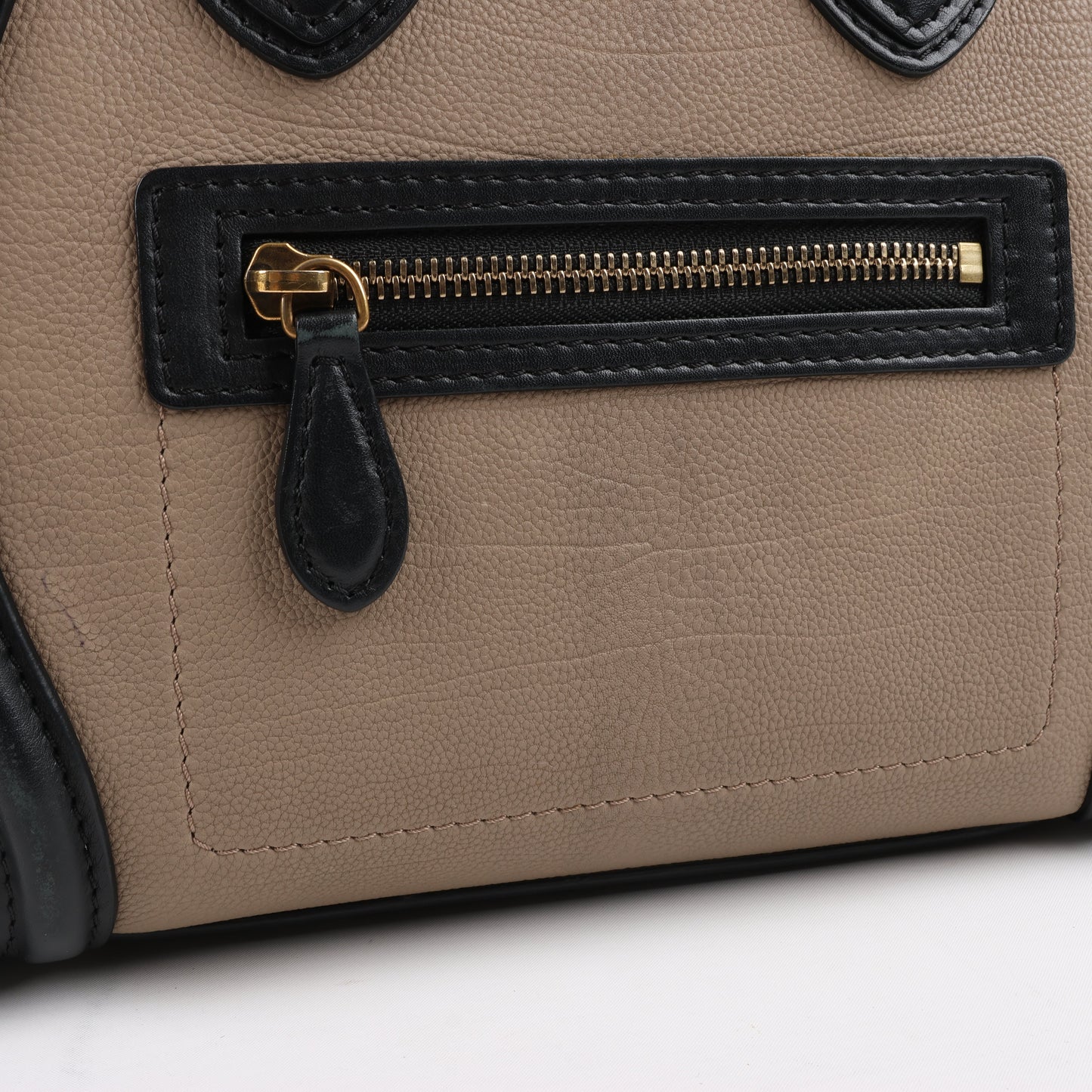 CELINE Luggage Micro Lederhandtasche dreifarbig in Beige