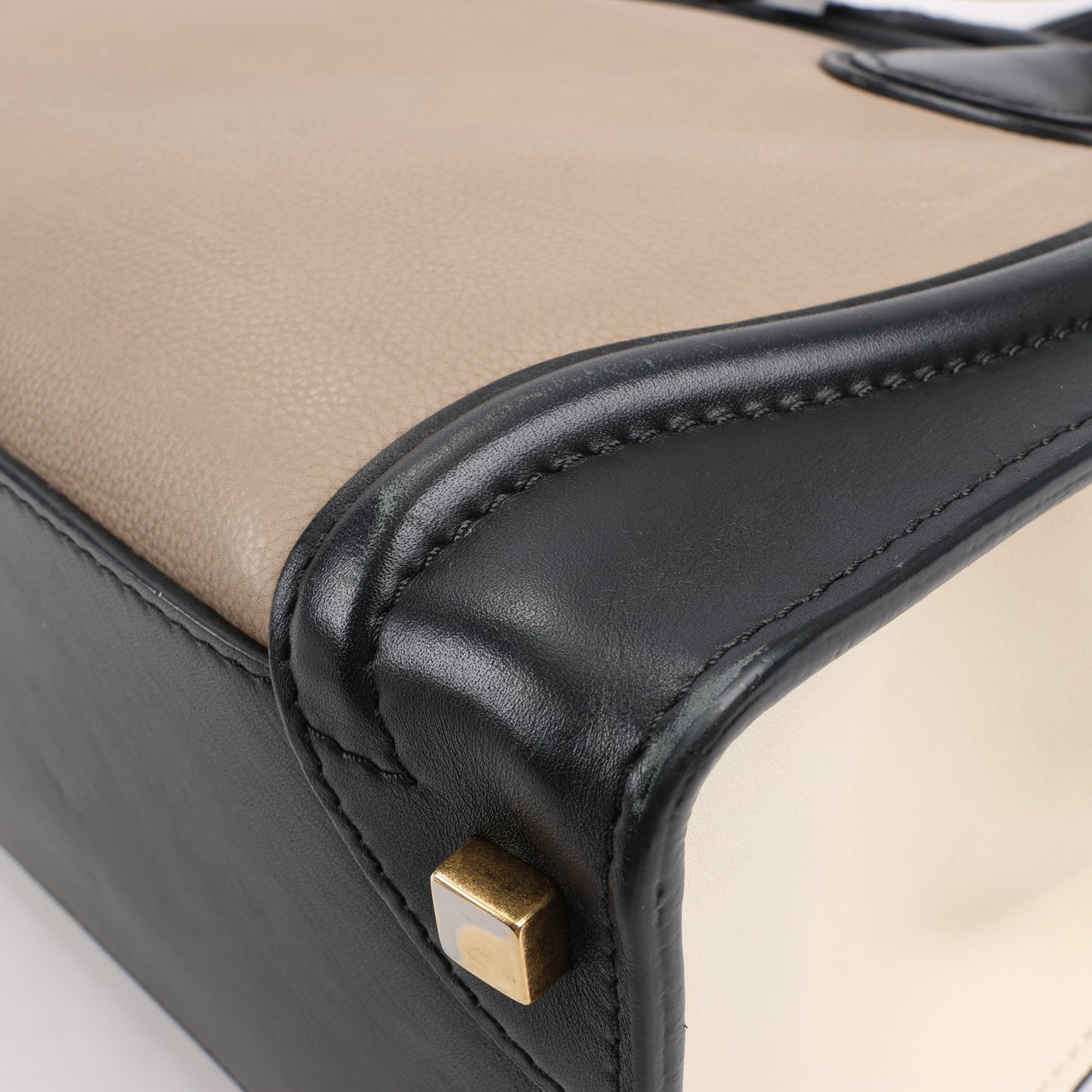 CELINE Luggage Micro Lederhandtasche dreifarbig in Beige